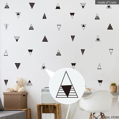 Black Geometric Triangle Wall Stickers for Children Room Decoration Wall Decals DIY for Nursery Wall Poster Murals Nordic Style