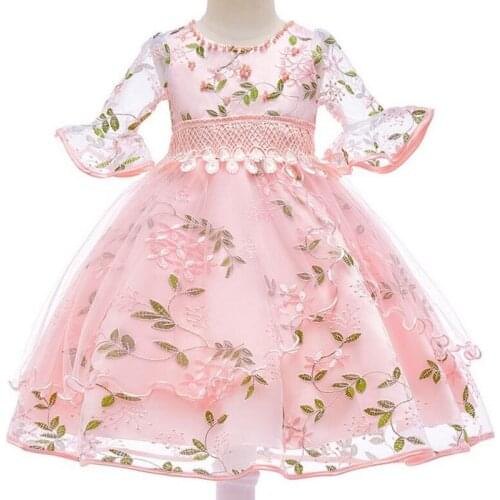 Baby Kids Birthday Party Dress Halloween Girls Flowers Flare Sleeve Tulle Tutu Dresses Children Toddler Wedding Princess Costume