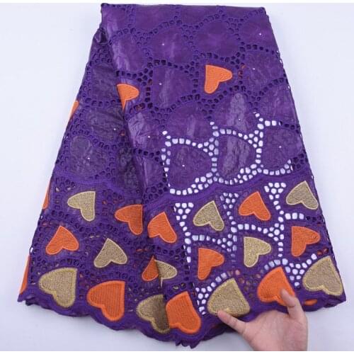 Purple African Bazin Riche Fabric African Lace Fabric 2020 High Quality 5 Yards Swiss Lace Fabric For Dress Bazin Brode S1987