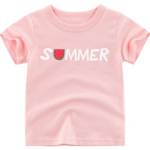 Watermelon Design Girl T-shirt Fashion Tees Cotton Baby Tops Pink Color Newborn Outfits Cute Kids Clothes