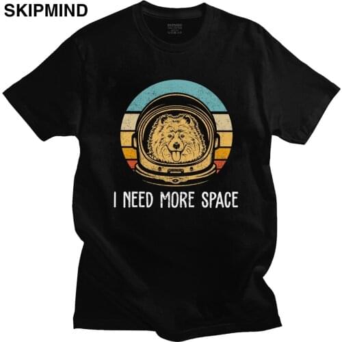 Kawaii Humor Astronaut Samoyed Tshirt Men O-neck Short Sleeved Space Russia Dog Lover T Shirt Summer Cotton Slim Fit Tee Tops