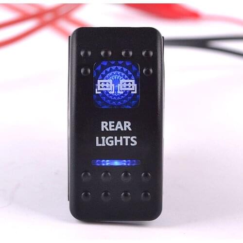 IZTOSS Marine Boat Car Blue rear Light Rocker Switch 5Pins SPST ON/OFF 12V/24V