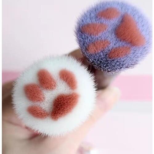 Makeup Brush Soft Hair Brush Blusher Brush Loose Powder Brush Metal Handle Highlighter Cats Paw Print Hair Brush Cosmetic Tools