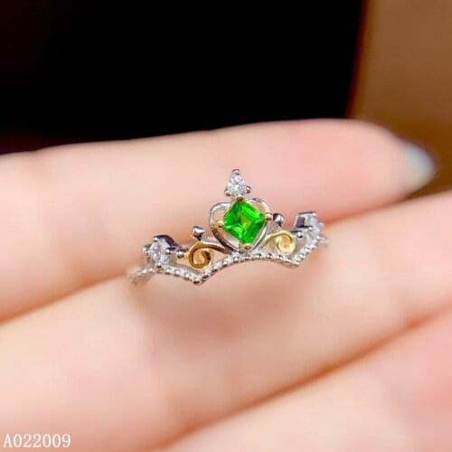 KJJEAXCMY fine jewelry 925 sterling silver inlaid natural diopside new ring popular crown girls ring support test