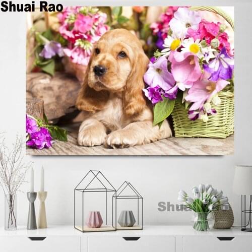 90x60cm Cocker Spaniel Dog 5d diy Diamond Painting Full Square Diamond Embroidery Rhinestone Cross Stitch 5D DIY Mosaic decor