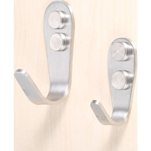 2Pcs Clothes Hat Coat Bag Single Hooks Bathroom Wall Mounted Stainless Steel Robe Towel Hanging Hanger Holder Furniture Hardware