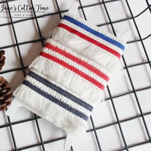 5yards/lot stripe tassel webbing 3cm wide nautical style ribbon in simple style accessory for bag garment