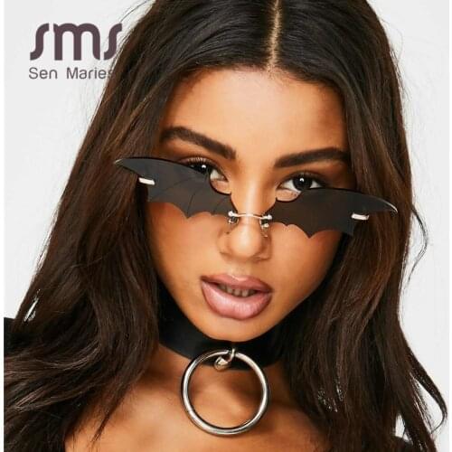 New Fashion Bat Sunglasses Women Men Luxury Brand Vintage Mirror Rimless Sun Glasses Unique Sunglasses Female Male Uv400 Okulary