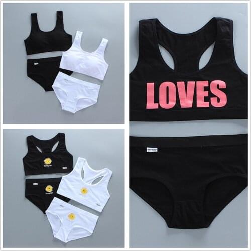 New Bra 12-18 Years Old Girls Underwear Adolescent Sports Training Bra Set Childrens Underwear Push-ups Youth Bra