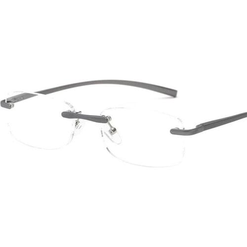 Aluminum-magnesium Alloy Leg Resin Rimless Farsighted Eyeglasses Women Men Square Hyperopia Glasses Magnifier +1.0 +1.5 To +4.0