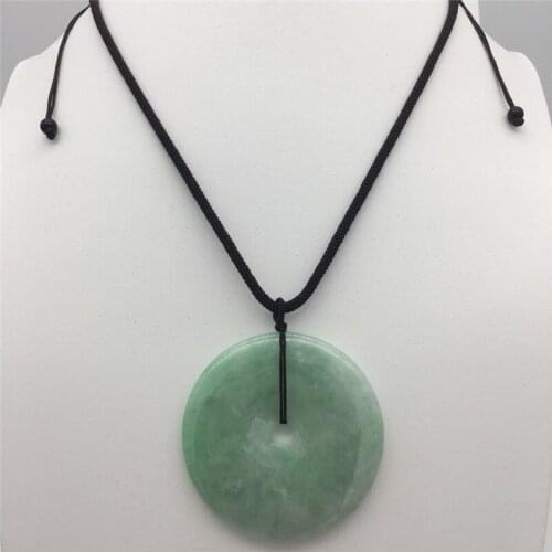 Wholesale New natural green AAA jadestone Peace buckle Good luck Pendant necklace length of the automatic adjustment