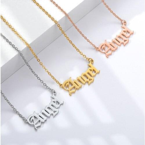 Stainless Steel Old English Letter Necklace Gothic Choker Princess Babygirl Angel Baby Pendant Chain Harajuku Jewelry Gift 2021