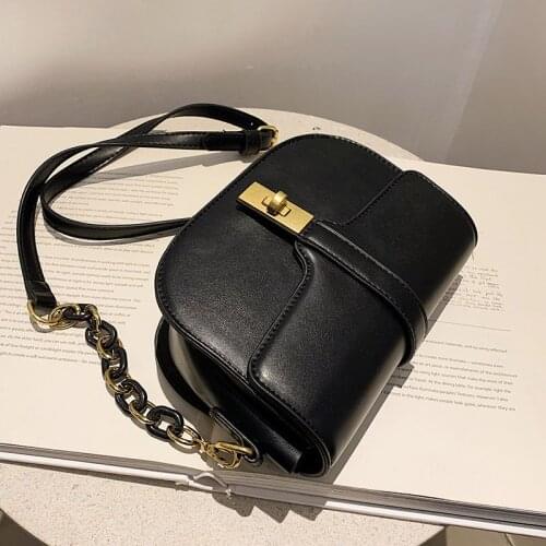 Simple Solid Color Pu Leather Mini Saddle Crossbody Bag Fashion 2021 Spring Shoulder Chain Purses and Handbags Luxury Designer
