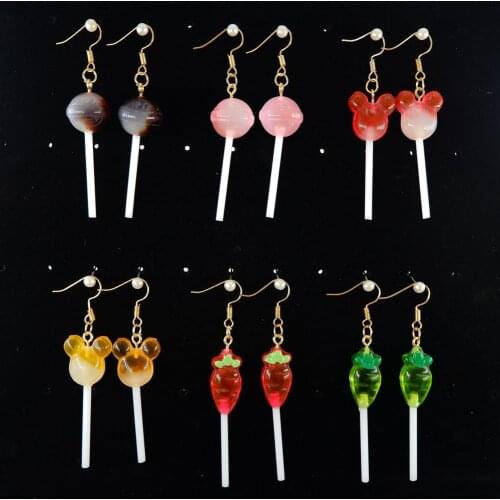 Minnie Carrot Lollipop Earrings earring candy costume trendy Style woman girl Jewelry Drop shipping