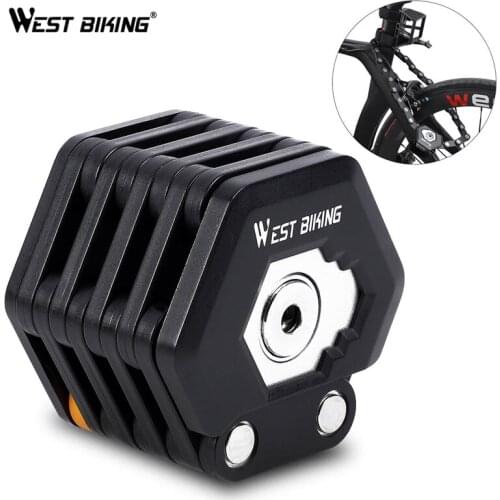 West biking bike MTB accessories Anti-theft is great bicycle motorcycle goods lock Chain with for scooter security key foldable