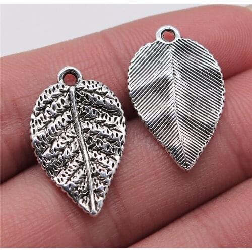 WYSIWYG 5pcs Charms Leaves 15x24mm Antique Silver Color Pendant Leaves Charms For Jewelry Making Jewelry Findings