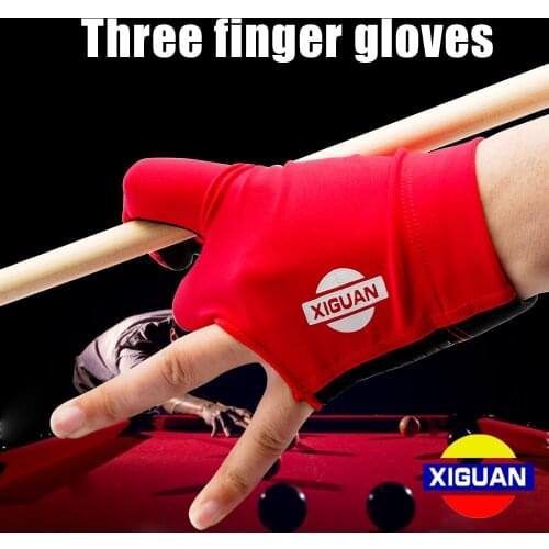 XIGUAN Billiard Pool Cue Three Fingers Gloves Non-slip One Pieces Red/Yellow/Black/Blue Exquisite Fabric Billiard Accessories