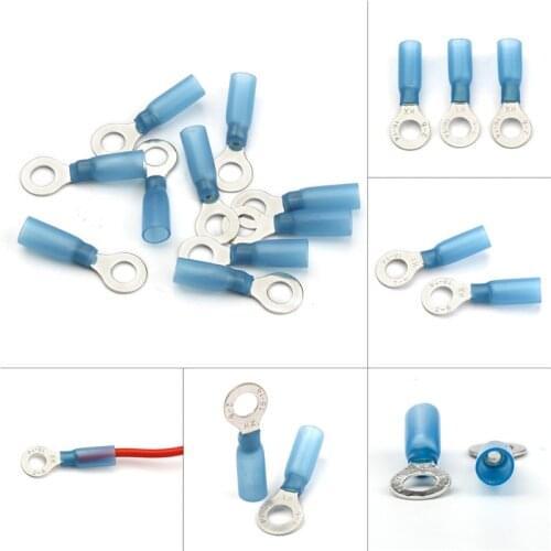 YT 10PCS Heat Shrink Butt Bule HRV2-6 Insulated Terminal 16-14 AWG Electrical Wire Cable Splice Terminal Connectors Kit