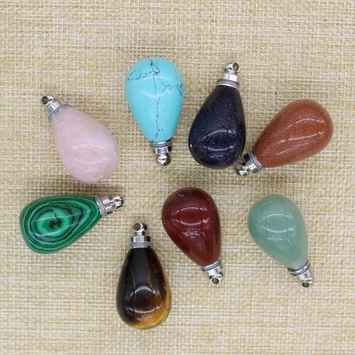 2020 Natural Wake Quartz Tigers Eye, Green Fluorite, Whetstone Diffuser, Perfume Pendant Bottle, Oil, 6 Diffuser Pend