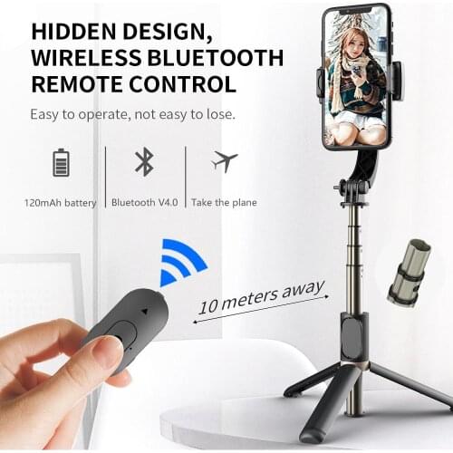 2021 new bluetooth handheld gimbal stabilizer selfie stick fill light mobile phone triangle bracket stabilizer Q08 Android IOS
