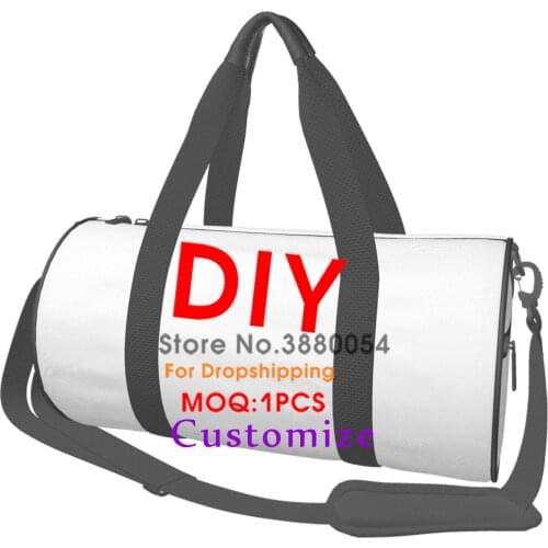 WHEREISART 3D Custom Travel Logo Image Womens Leisure Cylinder Duffel Bag Hangbag With Zipper Male Unisex Luxury Dropshipping