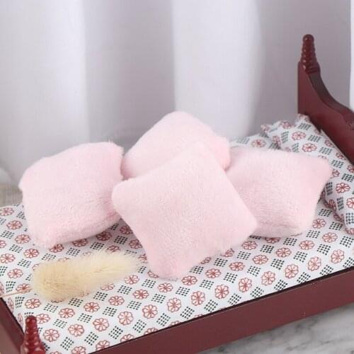 4Pcs/Set 1/12 Dollhouse Miniature Pillow Cushions For Sofa Couch Bed Furniture Toys Without Sofa Chair
