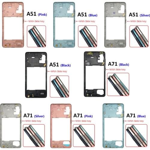5PCS Middle Bezel Plate Replacement Parts With Side Key Buttons Middle Frame For Samsung Galaxy A51 A71