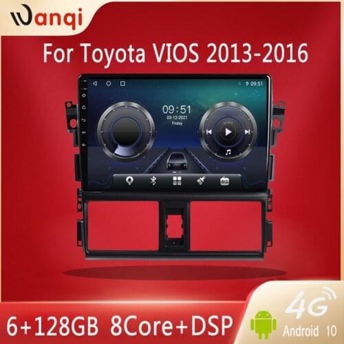 Car GPS navigation radio For Toyota VIOS 2013-2016 AHD DSP 6+128GB stereo video player, supports Carplay Bluetooth 5.0 BT WIFI