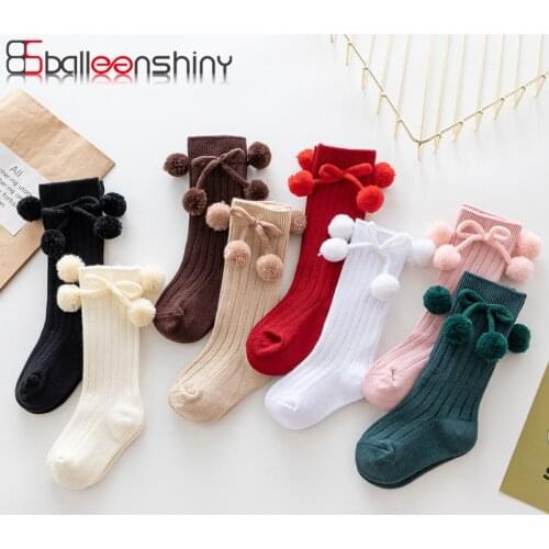 Balleenshiny Kids Toddler Infant Baby Girls Boys Solid Anti-Slip Kinitted Socks Baby Princess Socks Knee High Girls Calcetines