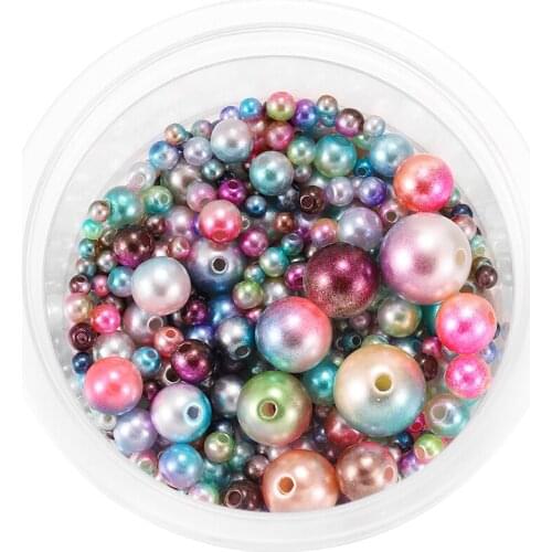 360pcs Multi Size Mixed 3-12mm Round Imitation Rainbow Color Plastic ABS Pearl Beads DIY for Jewelry Making Accessories Supplies