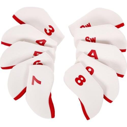 Mounchain 10PCS/Set Black Golf Plain Headcover Iron Cover Set for Cleveland Ping Mizuno Adams