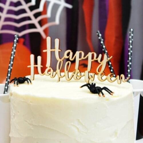 Happy Halloween - Wooden Cake Topper For Halloween Party Decorations Halloween Treat Halloween