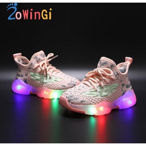 Size 21-30 Kids Glowing Sneakers Mesh Breathable Children Casual Shoes with Light basket lumineuse enfant Kids Light Up Shoes