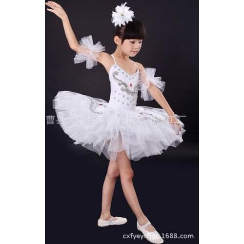 Girl Ballet Dance Costume Children Swan Lake Dance Clothing Sequins Ballet Dance Dress Multicolor Professional Dancer Outfit