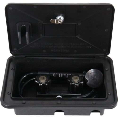 White RV Exterior Shower Box Kit with Lock Boat Marine Camper Motorhome Caravan Car Switch Shower Kit Exterior Accessories