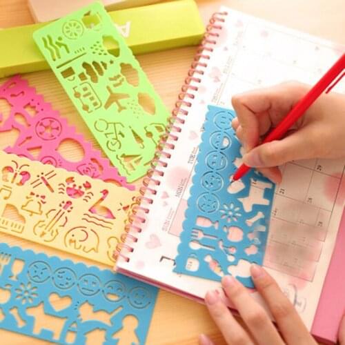 4Pcs Stationery Ruler School Painting Supplies Drafting Tool Art Drawing Template Plastic Diy Graphic Template Stencil Drawing