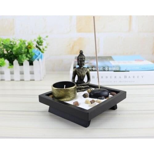 Chinese Zen Resin Buddha Statue Sand Table Aromatherapy Candle Holder Home Decoration Accessories Ornaments for Living Room