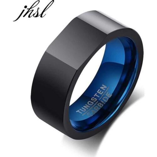 JHSL High Quality Tungsten Man Male Men Rings Black Fashion Jewelry Anniversary Christmas Gift Size 7 8 9 10 11 12