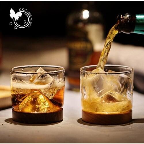 Creative whiskey glass solid wood coasters, Scottish bourbon gin and cocktail vodka Christmas/birthday gifts for men/women