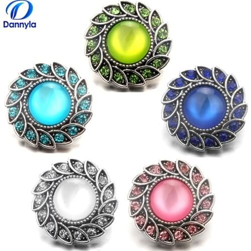 Round Leaves Snap Charms Jewelry Mix Color Snap Jewelry Wholesale For Women LSSN482