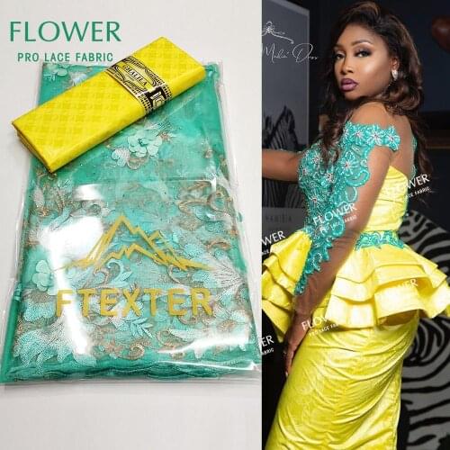 2.5 +2.5 Yards Embroidered Net Lace 2021 Top Qiality Ankara Bazin Riche Fabric For African Bride Or Bridesmaids Dresses Basin