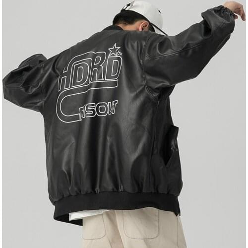 Latest New Autumn Winter Men Leather Jacket Lovers Letter Printing Coat Real Live Model Shoot Motorcycle Clothes