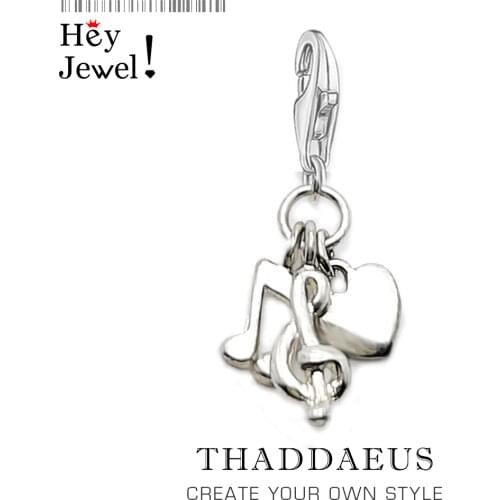 Minimalist Simple Fashion Heart Shaped Musical Note Pendant Charm Love Music Jewelry Pure 925 Sterling Silver Special Gift