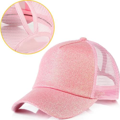 New Ladies Flash Ponytail Tennis Cap Sports Cap Messy Hair Net Cap Adjustable Sports Running Cap