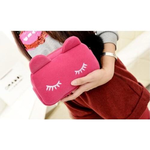 Plush cat coin purse cosmetic bag for girls cute mini cat zipper bag hot selling womens item