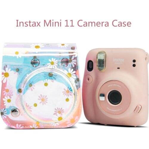 Fujifilm Instax Mini 11 Camera Bag Holographic Transparent Daisy Case Instant Camera Shoulder Strap Bag Protector Cover Pouch