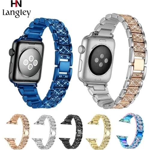 Stainless Steel Watchband For Apple Watch 6/5/4/3/2/1 Replacement Bracelet Bands 38mm 40 42 44mm for iwatch Strap With Adapter