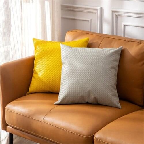 Luxurious PU Leather Weave Pillow Cover Yellow Grey Pink Decorative Cushion Cover 30X50/45x45cm Home Decor Sofa Throw Pillow