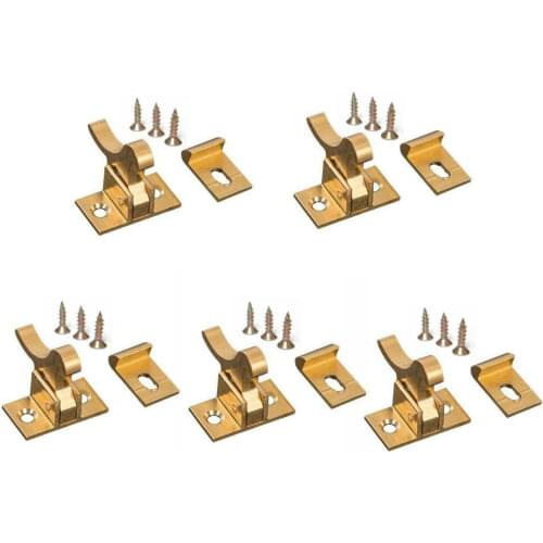 5Sets Brass Heavy Duty Elbow Latch Window - Cabinet Door Latch for Home/Office/Cabinet Doors &Window Doors,w/Mounting Screws