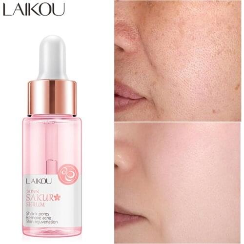 LAIKOU Japan Sakura Serum Essence Whitening Brighten Skin Shrink Pores Anti-Wrinkle Anti-Aging Moisturizing Face Skin Care 17ml
